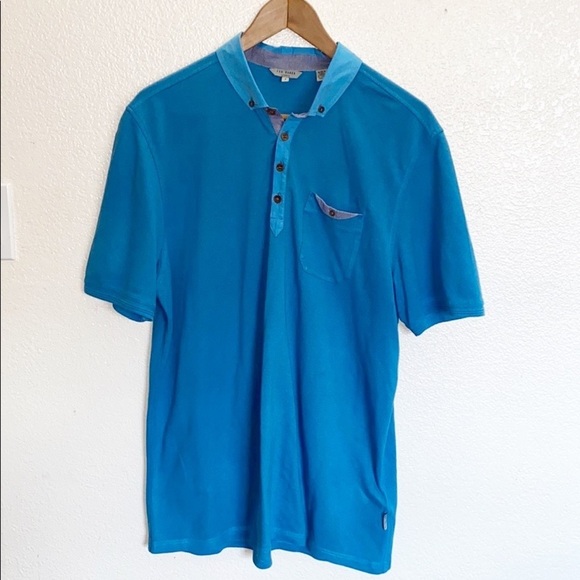 Ted Baker London Blue Men’s Button Polo Shirt - Picture 1 of 14